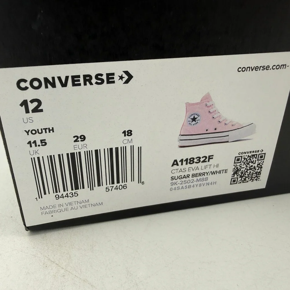 Converse CTAS EVA Lift Hi Shoes Youth Girls 12 Sugar Berry Pink A11832F